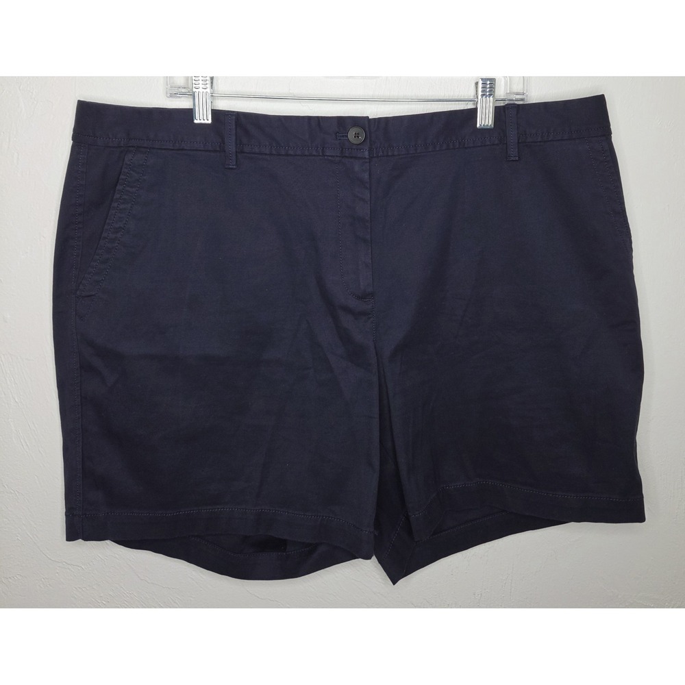 Talbots Women's Relaxed Chino Short Size 16W Navy Cotton Stretch Golf Casual